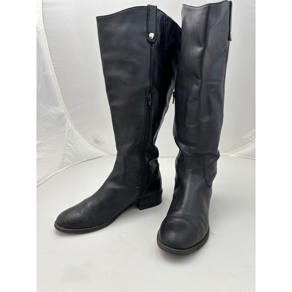 INC International Concepts Fawne-WC Black Leather Wide Calf Riding Boots Size 8M